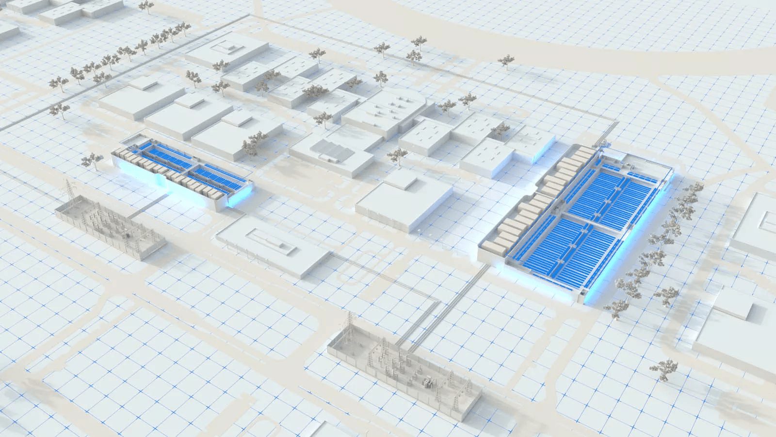 Imagem em 3D de um Data Center
